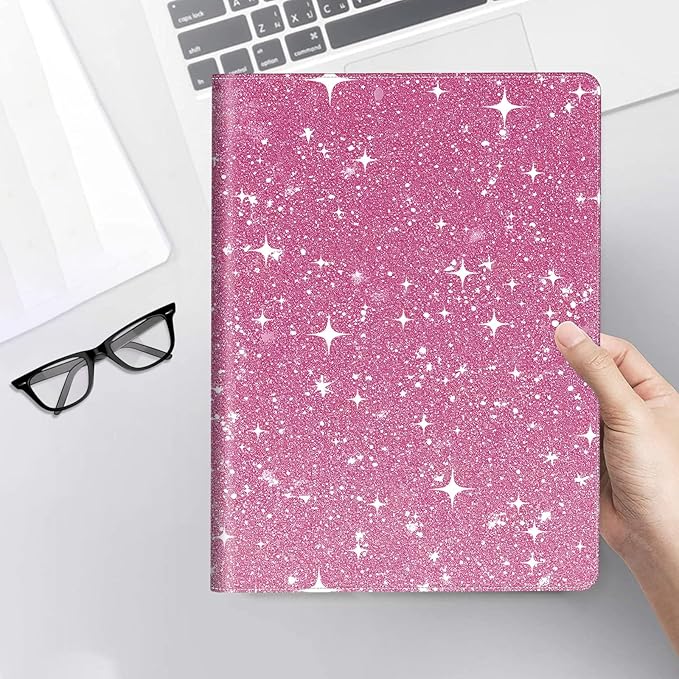 RYUITHDJP Padfolio for Men and Women – Leather Portfolio with Pink Dots Cover Design, Business Card Holder, Resume Folder, Stylish Leather Folder, Versatile Document Holder, 12.87x9.13 in