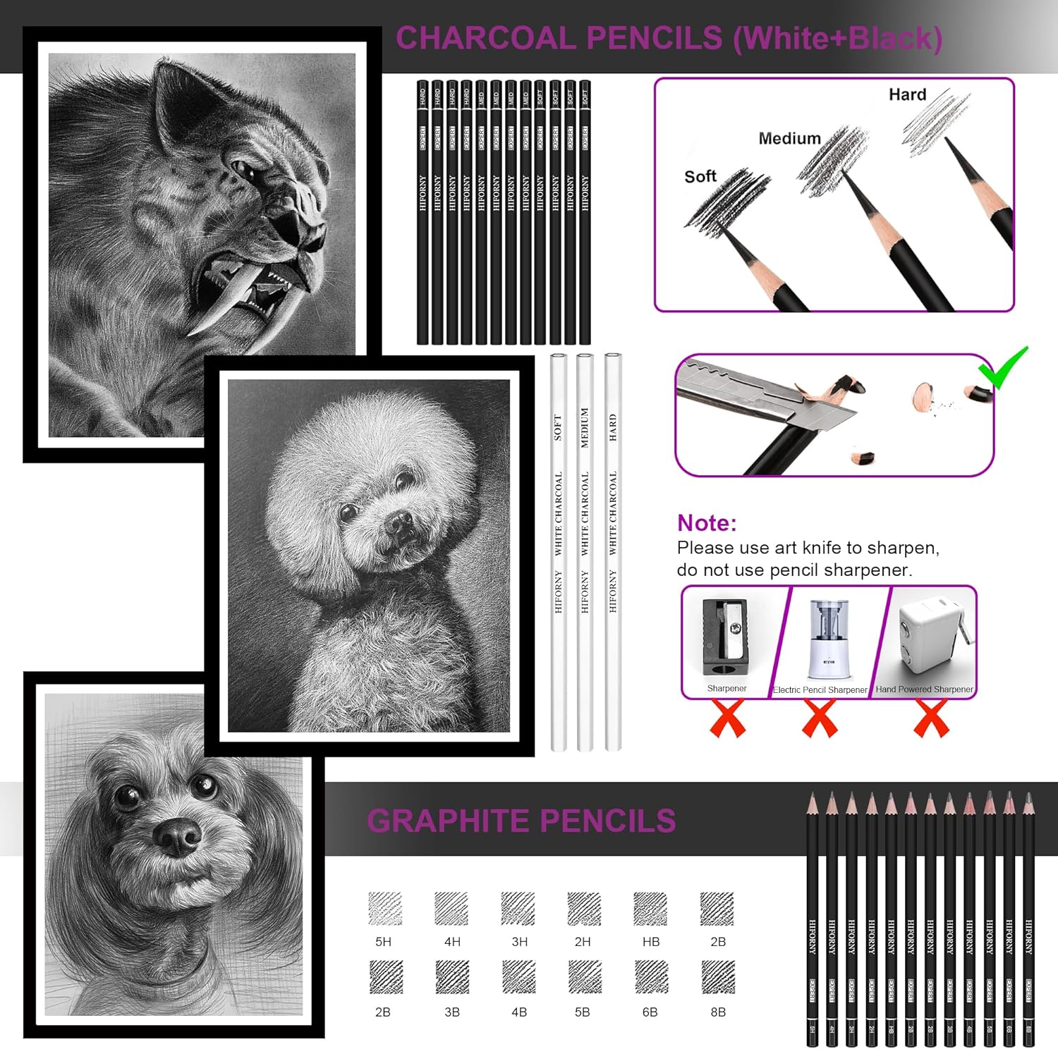 HIFORNY 136 PCS Drawing & Sketching Set,Pro Art Supplies with Graphite,Charcoal,Colored,Watercolor,Metallic Pencils,Blending Tools,Sketchbook,Watercolor Book and Coloring Book in Zipper Case (Pink)