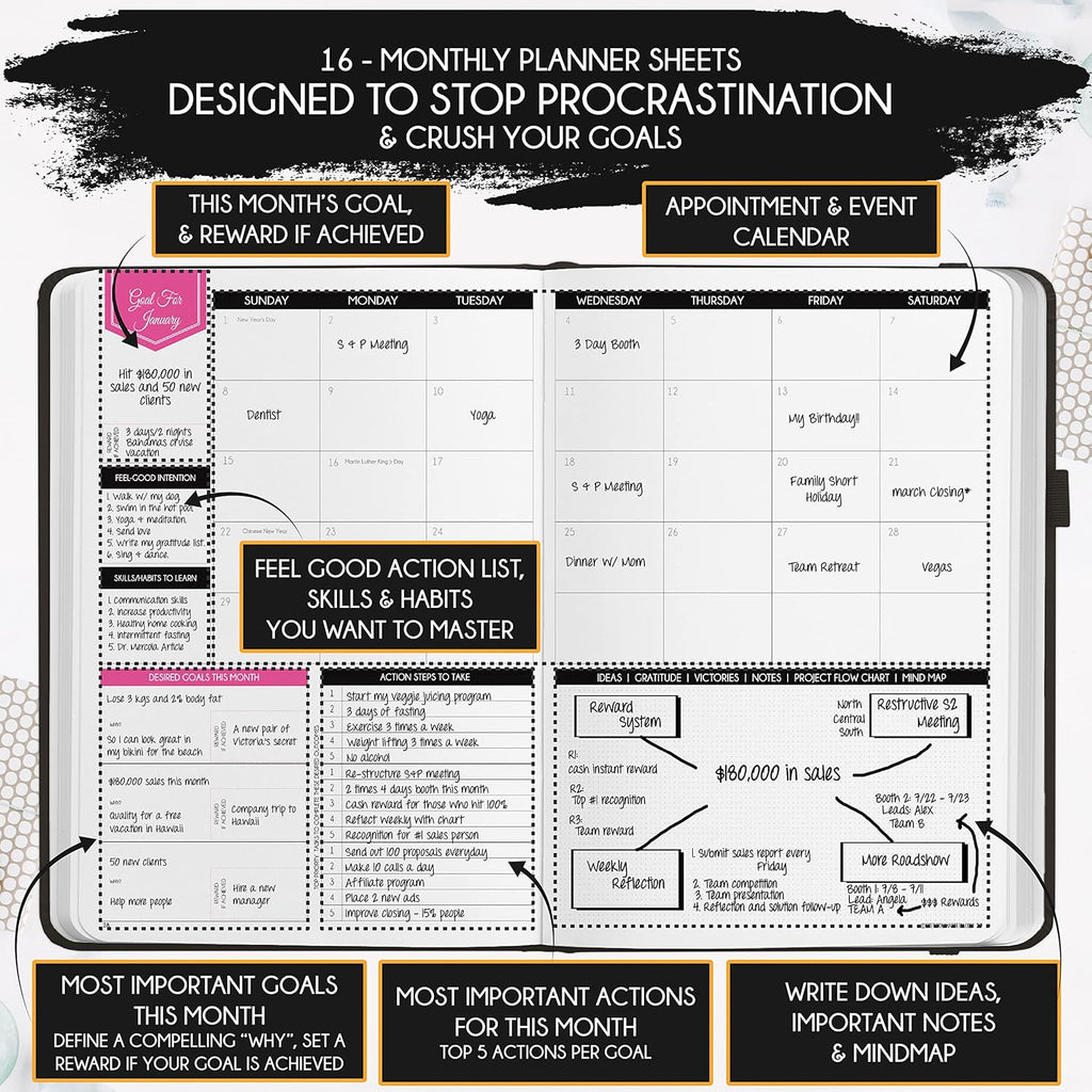 2025-2026 Planner Weekly and Monthly | 16-Month Life Planner to Increase Focus & Productivity | Reduce Overwhelm & Achieve Your Biggest Goals | Include Gift Box & Stickers | Sep 2025-Dec 2026