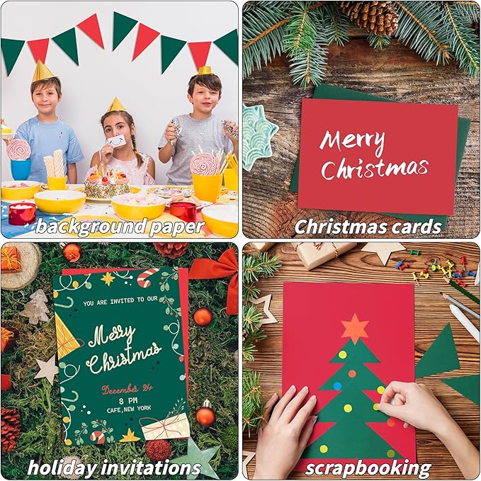 300 Sheets Red Green Cardstock Paper 8.5 x 11 inches, 180 GSM/65 lb Thick Card Stock Paper Construction Paper for DIY Christmas Cards