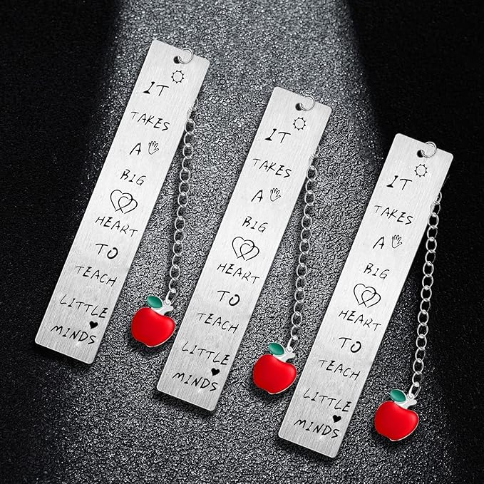 3PC Big Hearts to Teach Little Minds Teacher Bookmark Presents Retirement Christmas Birthday Thank You Bookmark Gift for Teacher