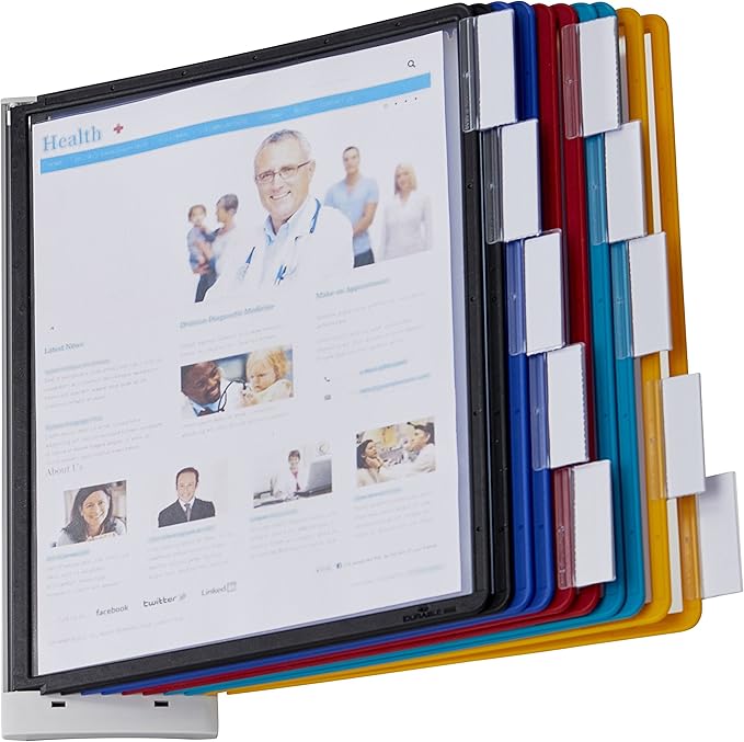 DURABLE Wall Mounted Reference System, 10 Double-Sided Panels, Letter-Size, Assorted Colors, SHERPA Design (554100)