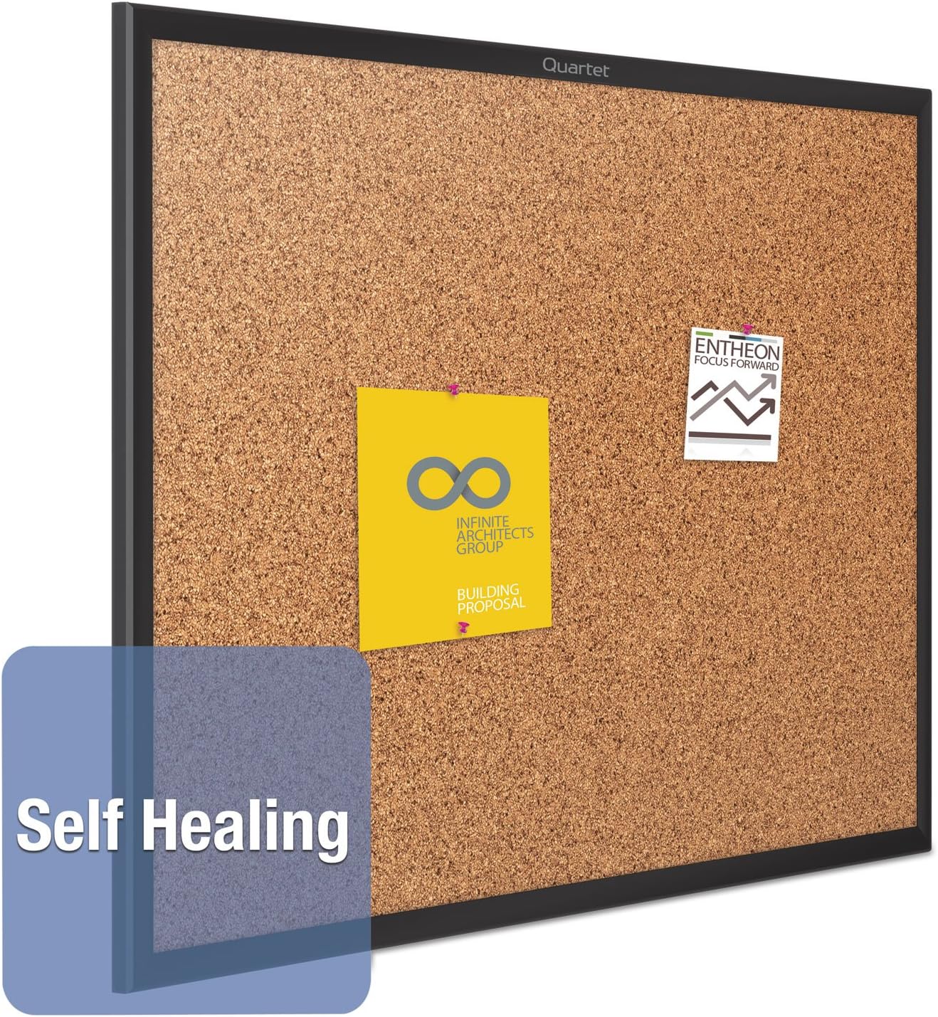 Quartet Cork Board, Bulletin Board, 4' x 3' Corkboard, Black Frame (2304B)