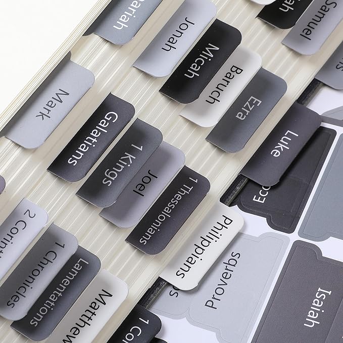 Mr. Pen- Bible Tabs, 75 Tabs, Gray, Laminated Bible Tabs for Women and Men, Bible Tabs for Study Bible, Bible Index Tabs, Bible Book Tabs, Bible Labels Tabs, Mr Pen Bible Tabs