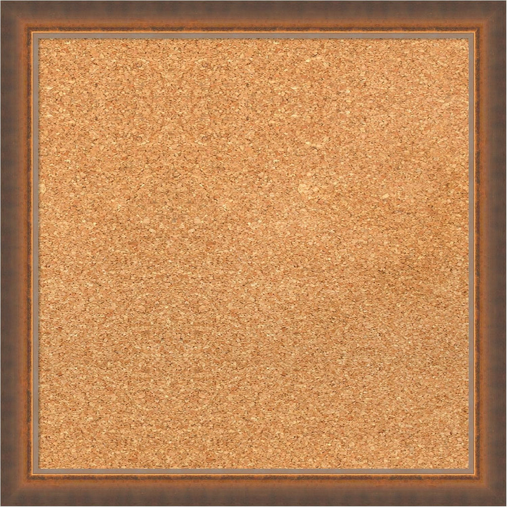 Amanti Art Natural Cork Board for Wall, 18x18 Vision Board with Bronze Frame, Small Corkboard Office Decor for Home Organization, Modern Corkboard Pinboard to Display Items for Home Organization in