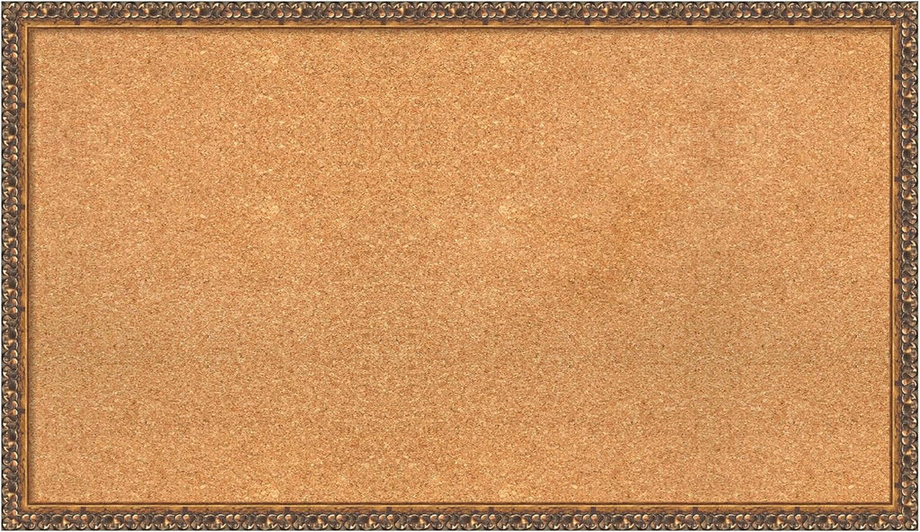 Amanti Art Natural Cork Board for Wall, 22x38 Vision Board with Bronze Frame, Large Corkboard Office Decor for Home Organization, Traditional Corkboard Pinboard to Display Items for Home Organization