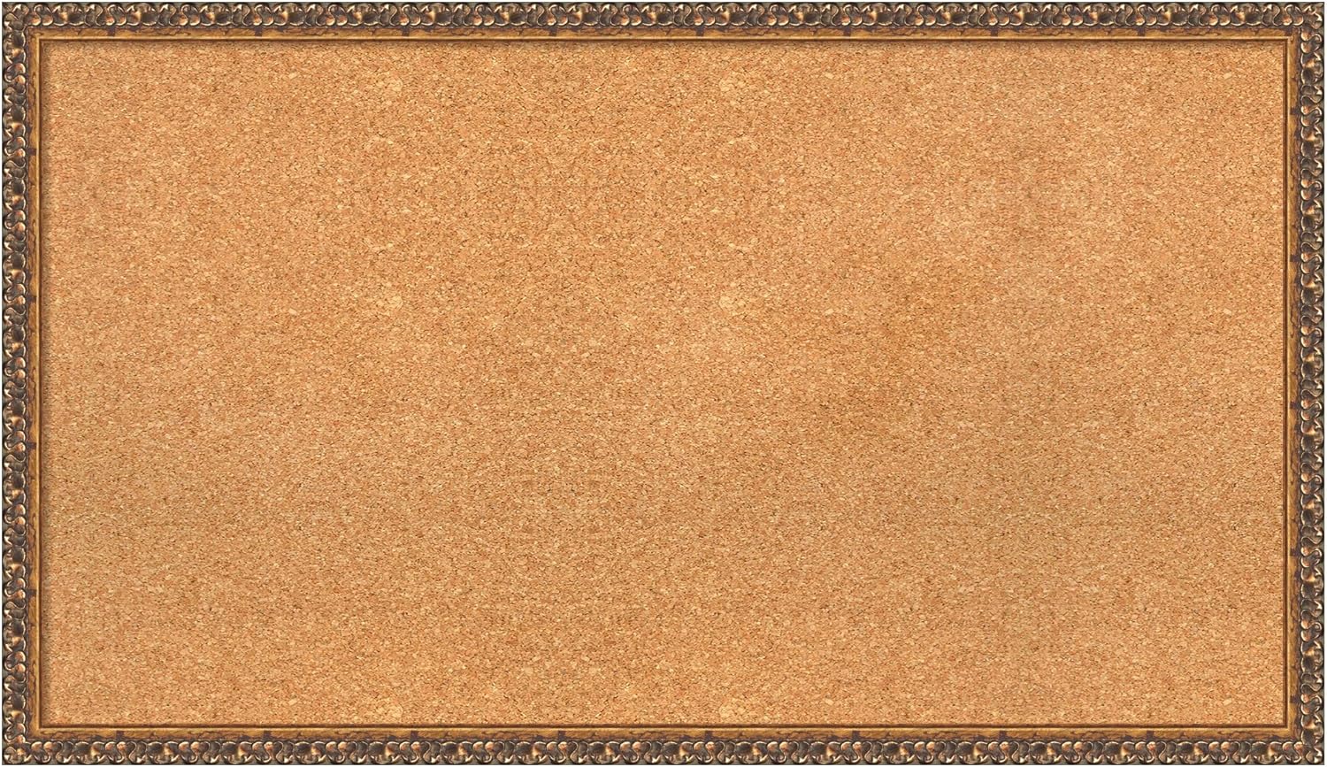 Amanti Art Natural Cork Board for Wall, 22x38 Vision Board with Bronze Frame, Large Corkboard Office Decor for Home Organization, Traditional Corkboard Pinboard to Display Items for Home Organization