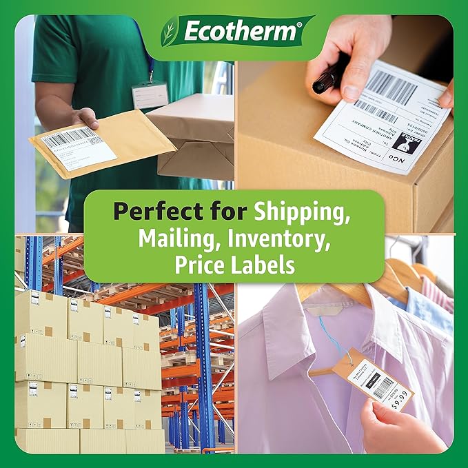 1" x 3" Thermal Labels | 4 Rolls | 2720 Labels | fits Zebra, Godex, Arkscan, iDPRT, Offnova Thermal Label Printers and More | Blank White Adhesive Stickers by Ecotherm