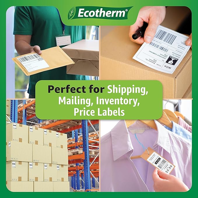 2.25" x 2" Thermal Labels | 6 Rolls | 8220 Labels | fits Zebra, Munbyn, Rollo, Godex, Arkscan, iDPRT, Offnova Thermal Label Printers and More | Blank White Adhesive Stickers by Ecotherm