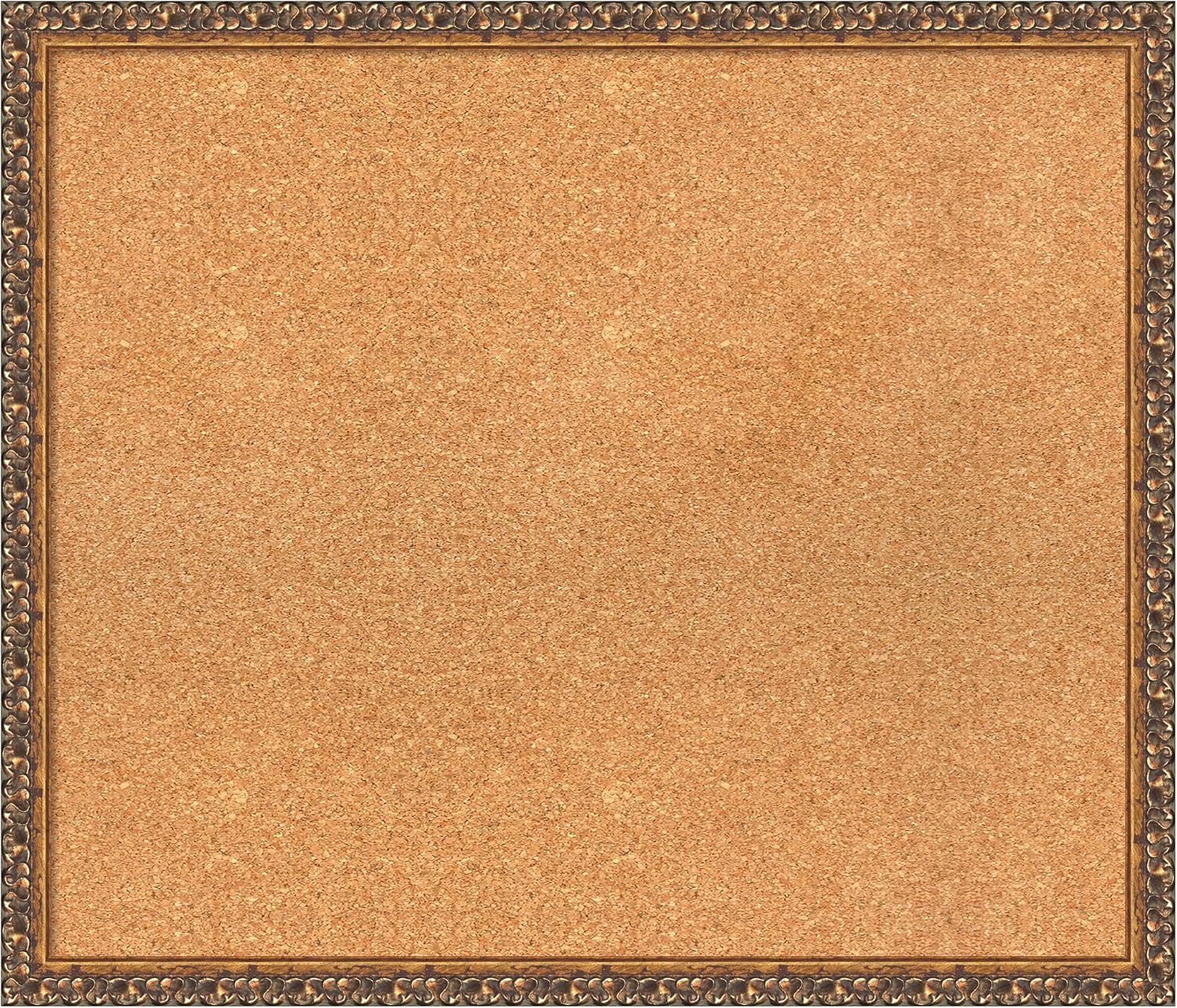Amanti Art Natural Cork Board for Wall, 24x28 Vision Board with Bronze Frame, Medium Corkboard Office Decor for Home Organization, Traditional Corkboard Pinboard to Display Items for Home