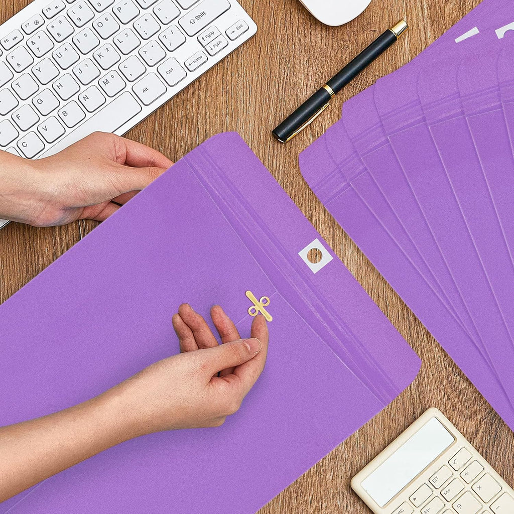 Geyee 100 Pcs Clasp Manilla Envelopes 10 x 13 Inch Gummed Colored Envelopes for Storing or Mailing for Home Office Business Supplies(Purple)
