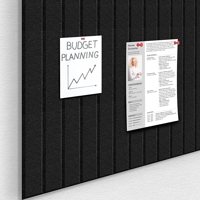 Large Cork Board for Office Black Felt Board Alternative-12 Pack Felt Wall Tiles for Office Wall Decor,Felt Bulletin Board Tiles,Push pin Board Wall Organizer for Office