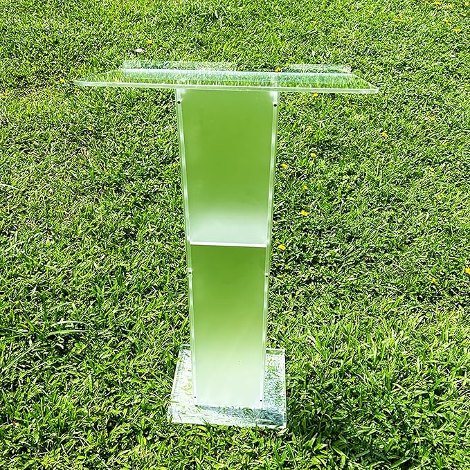 Mobile Detachable Acrylic Transparent Curved Podium for Speeches, Opening Ceremonies, Celebrations and Other Occasions,Countertop Size 60x40cm,Easy Assembly Required