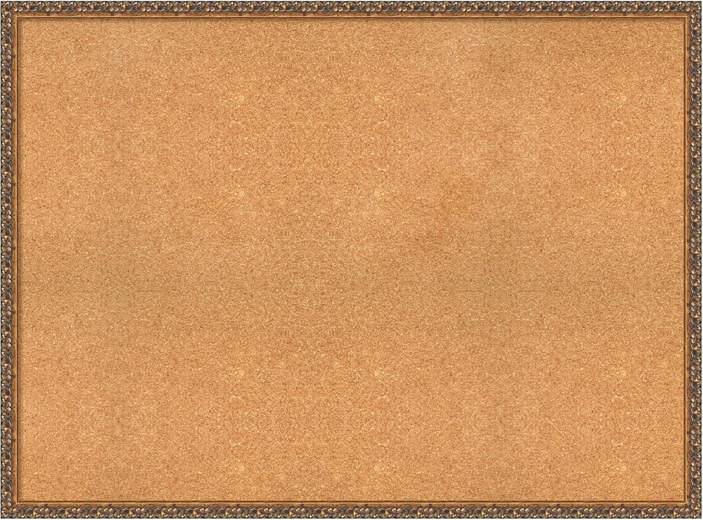 Amanti Art Natural Cork Board for Wall, 34x46 Vision Board with Bronze Frame, Oversize Corkboard Office Decor for Home Organization, Traditional Corkboard Pinboard to Display Items for Home