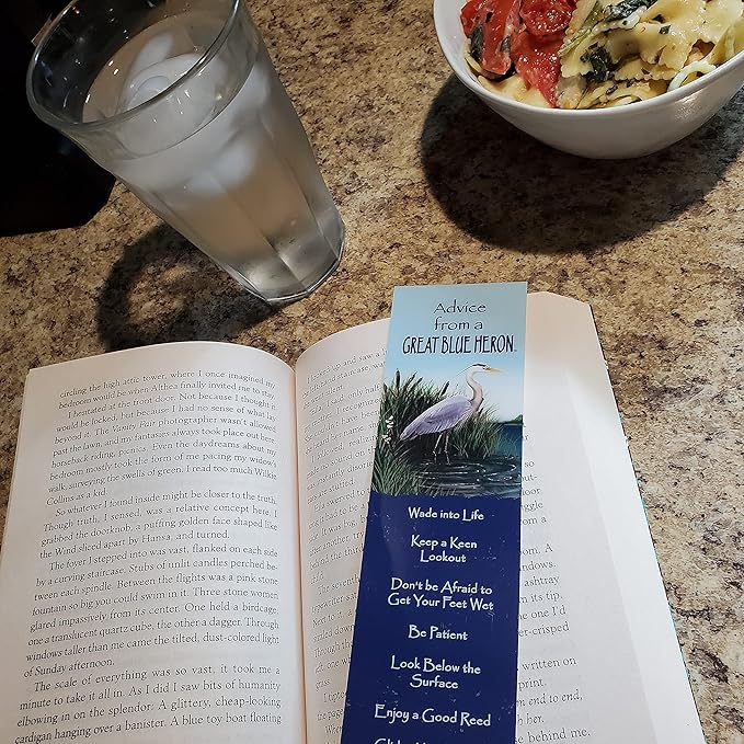 Advice from Nature 3 Bookmark Zen Set, Laminated with Glossy Finish, Printed on Recycled Paper - Great Blue Heron, Lake, Dragonfly (AMBM-ZEN)