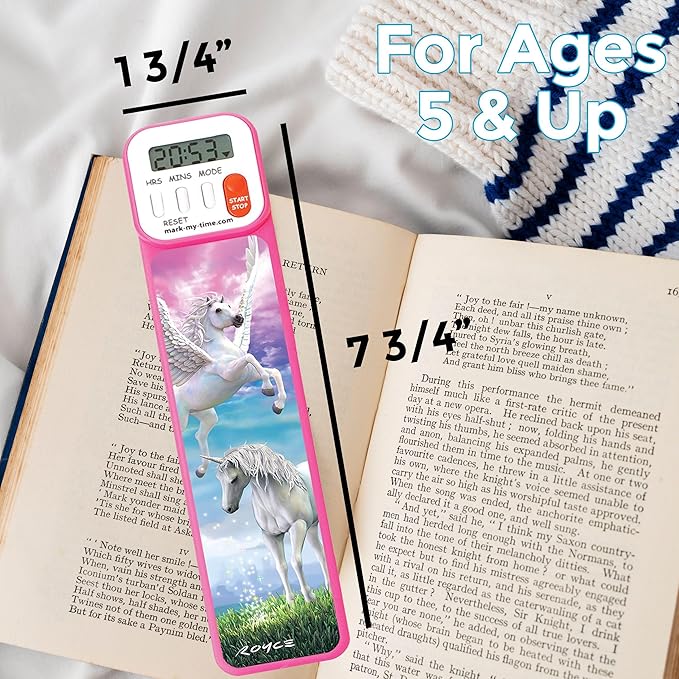 Mark-My-Time - Digital Bookmark - Mark My Time Reading Timer and Bookmark for Kids, Cool Bookmarks and Reading Incentives, Christmas Gift & Stocking Stuffer for Book Lovers - 3D Enchanted Horses