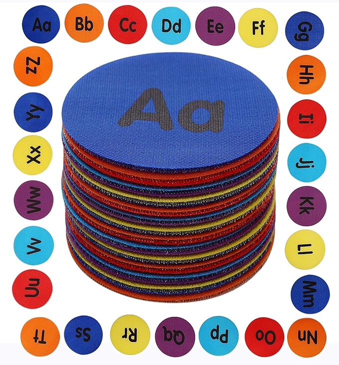 Carpet Markers 5" for Kids, Multicolor Spot Circle Markers for Classroom Teachers, Preschool and Kindergarten (26 Packs of Alphabet)
