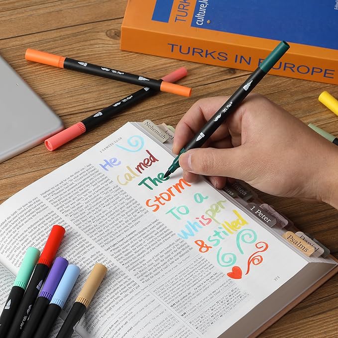 Mr. Pen- Dual Tip Brush Pens, 12 pcs, Morandi & Vintage, Adult Coloring Markers, Brush Tip Markers, Dual Tip Markers, Art Markers for Adults, Coloring Markers for Adults, Brush Markers