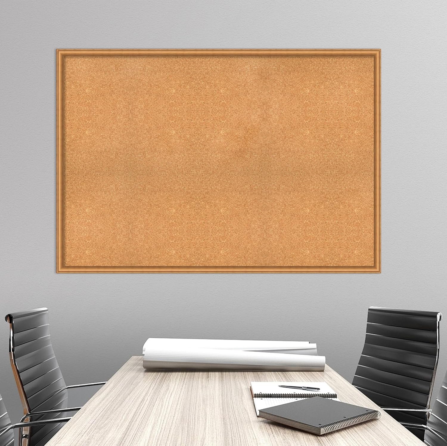 Amanti Art Natural Cork Board for Wall, 36x52 Vision Board with Bronze Frame, Oversize Corkboard Office Decor for Home Organization, Casual Corkboard Pinboard to Display Items for Home Organization