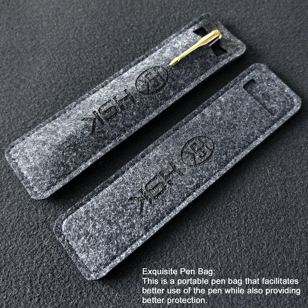 HSK Ballpoint Pens Executive Fountain Pen with Gold Trim, Gift Box Set, Available in Black, Red, Navy Blue,Black Refill Line width 0.5mm (Black)