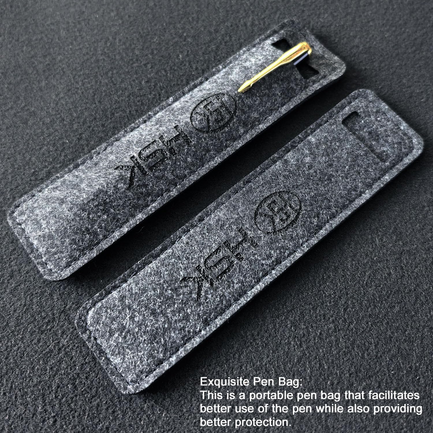 HSK Ballpoint Pens Executive Fountain Pen with Gold Trim, Gift Box Set, Available in Black, Red, Navy Blue,Black Refill Line width 0.5mm (Black)