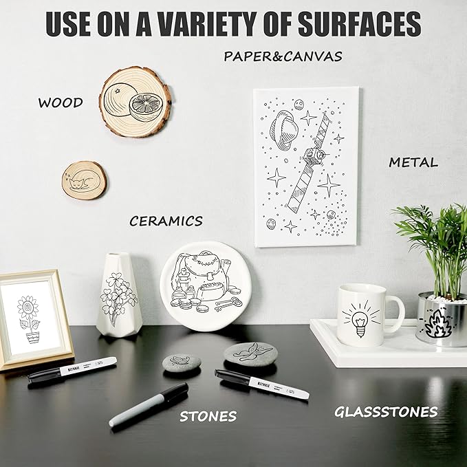 Permanent Markers Bulk Fine Tip 82 Pack, Waterproof Markers, Premium Smear Proof Pens, Quick Drying, Office Supplies for School, Office, Home