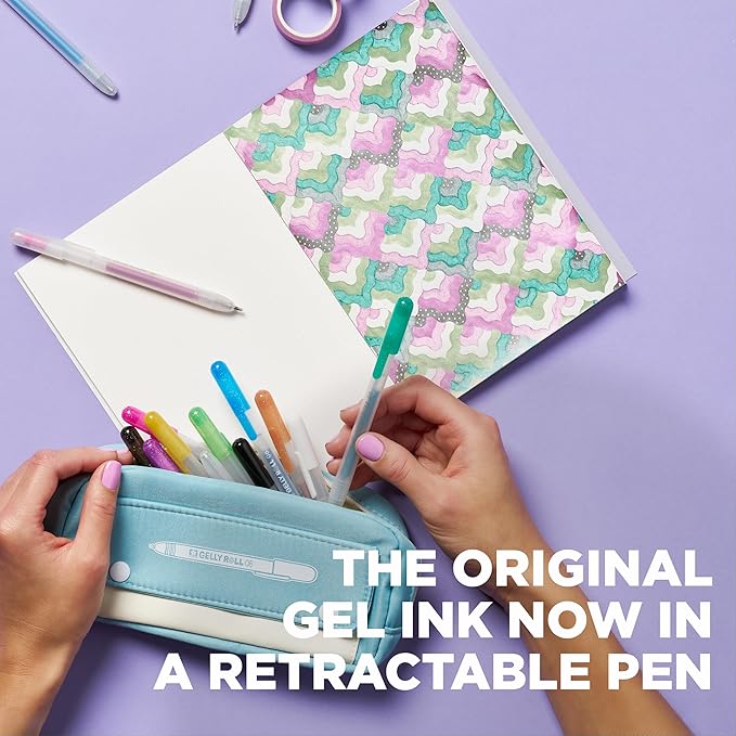 SAKURA Gelly Roll Retractable Gel Pens - Classic, Craft, Stardust & Metallic - Medium Point Ink Pens for Journaling, Art, or Drawing - Assorted Colored Ink - 12 Pens