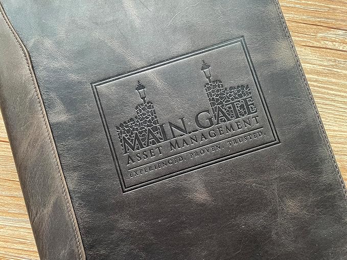 Portfolio Binder 3 Ring, Leather Binder Portfolio Folder for Left-Handed, Zippered Portfolio Padfolio Binder for Women, Leather Portfolio Organizer for Men (Dark Khaki, Custom)