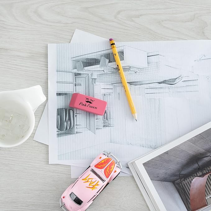 Mr. Pen- Pink Pencil Eraser, 48 Pack, Mr Pen Erasers for Pencils, Large Eraser, Block Erasers for School