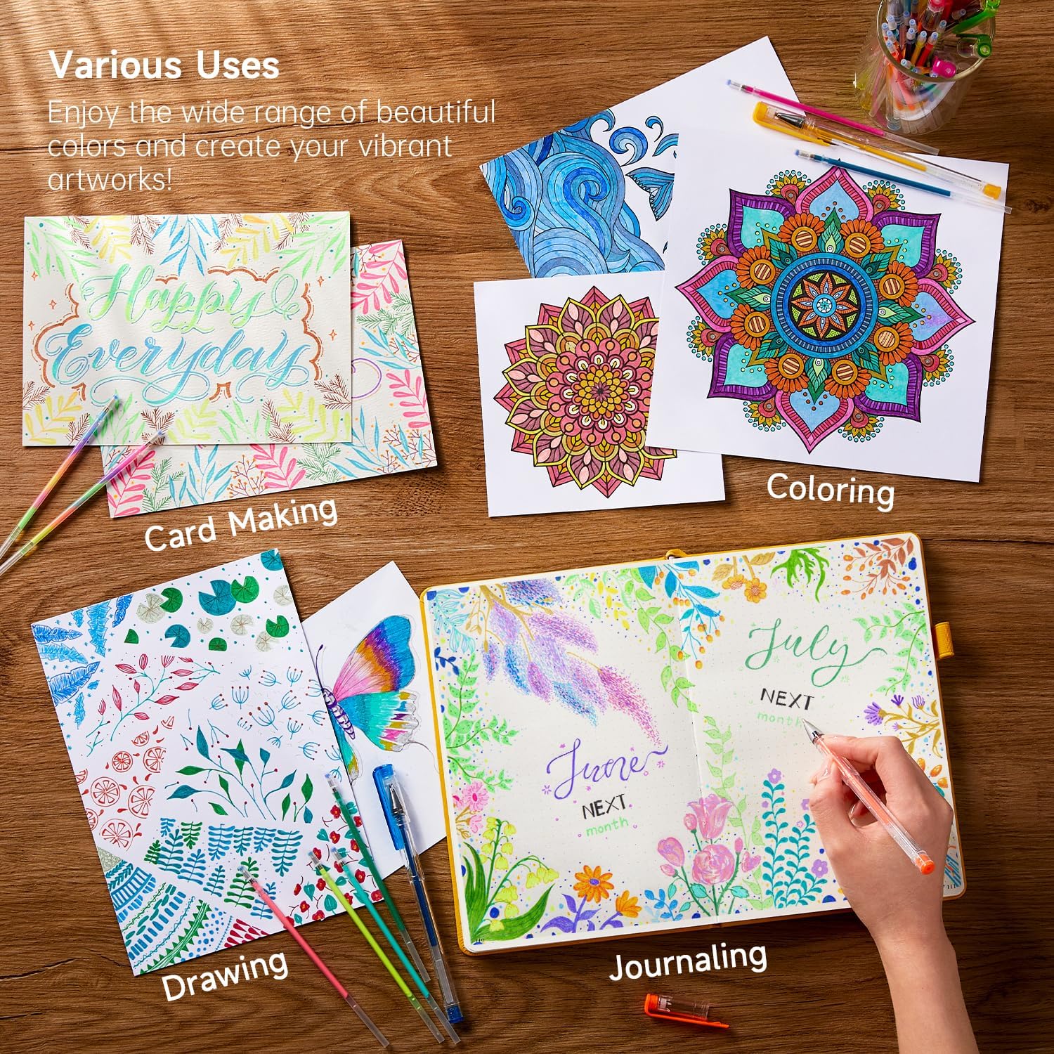 Gel Pen Refills, Shuttle Art 120 Colors (No Duplicates) Gel Pen Refills, 7 Color Types for Kids Adults Coloring Books Drawing Doodling Crafts Scrapbooking Journaling