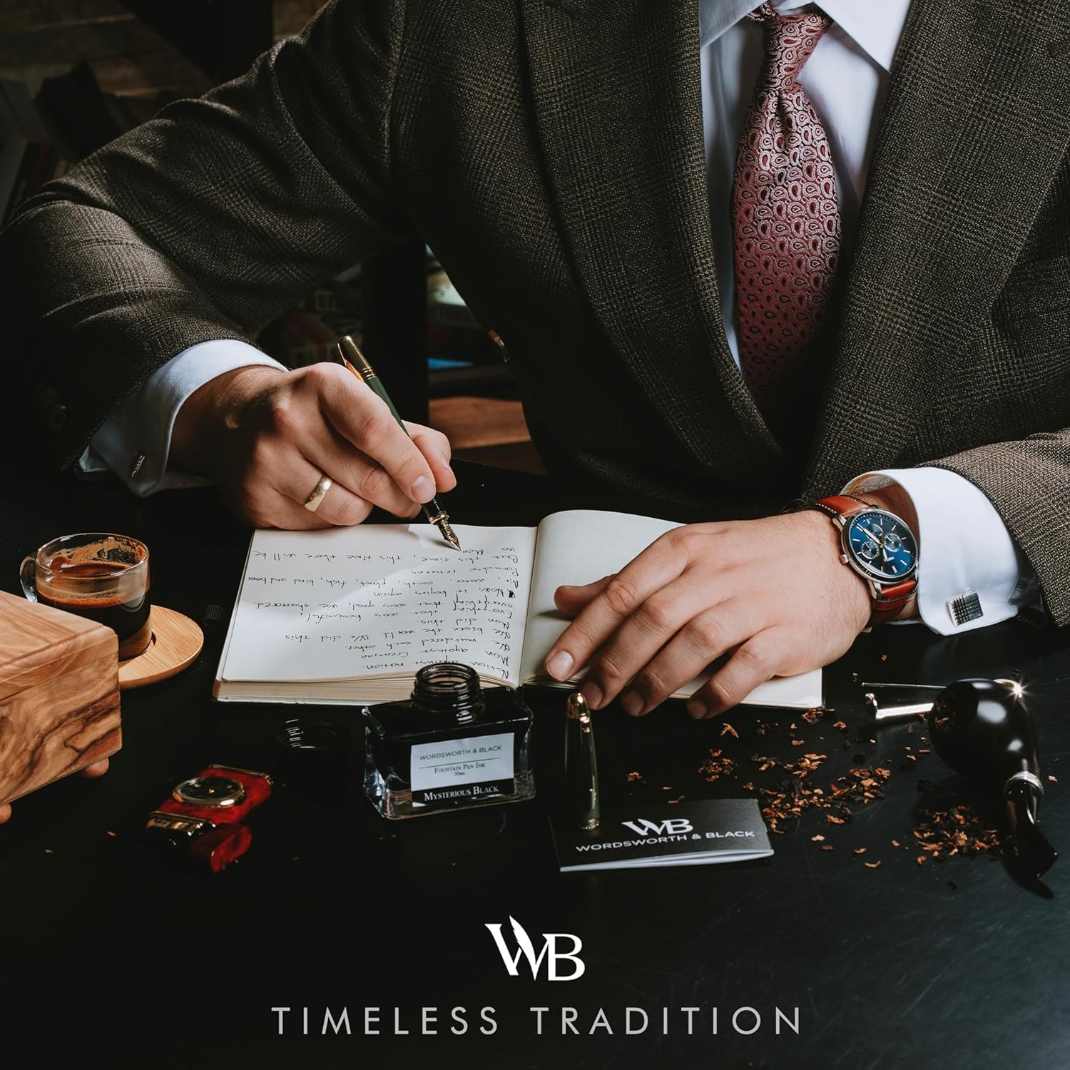 Wordsworth & Black Majesti Fountain Pen-(Green), Luxury Case, 24K Gold Finish; 18K Gilded Medium Nib- Ink Cartridges, Refillable Ink Converter-Calligraphy Pen-Best Business Gift Set for Men & Women