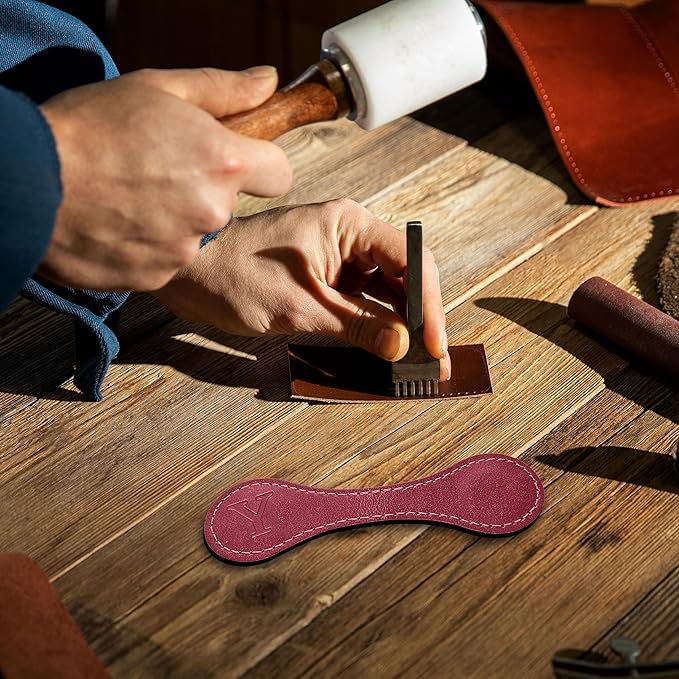 Personalized Leather Magnetic Bookmarks (1 Pack) Vintage Custom Engraved Initial ID Identification Book Marker Clip Gift for Book Lover Avid Readers (Letter Y, Red)