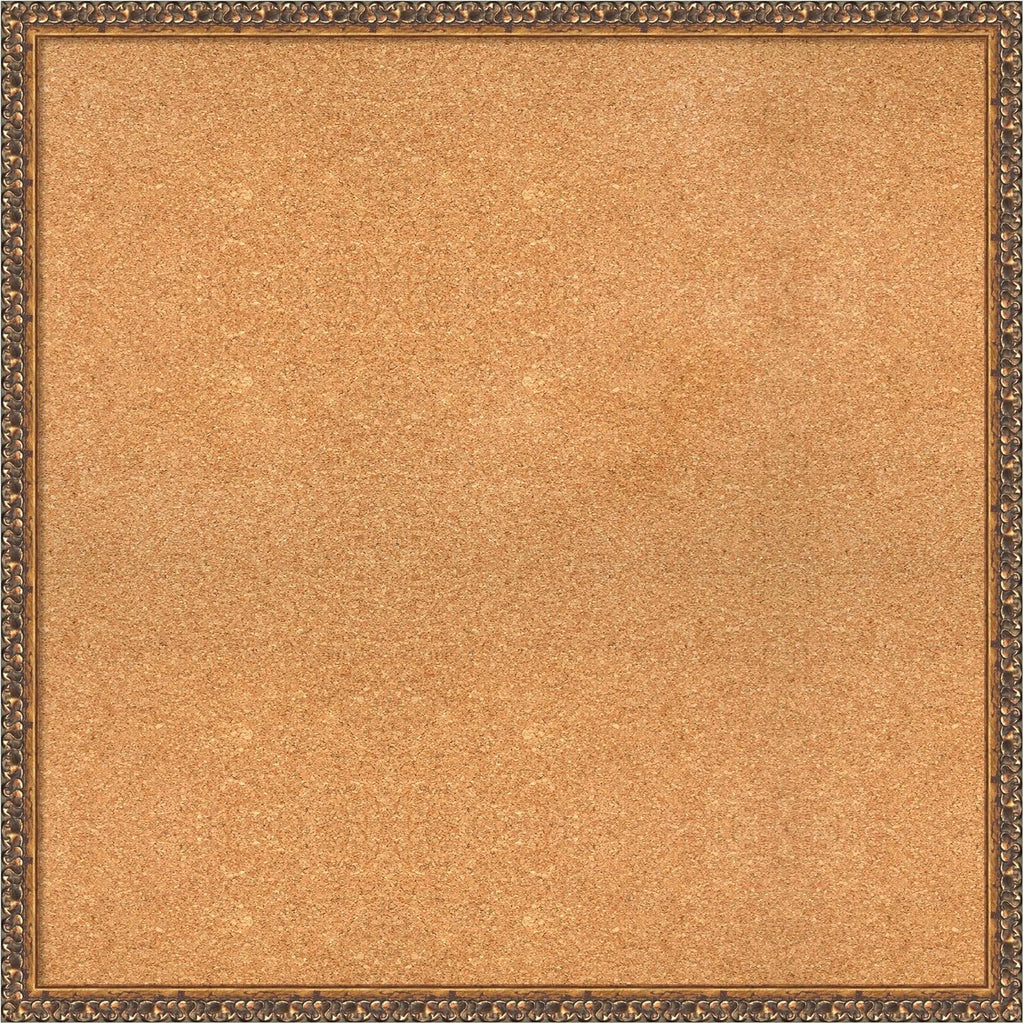 Amanti Art Natural Cork Board for Wall, 32x32 Vision Board with Bronze Frame, Large Corkboard Office Decor for Home Organization, Traditional Corkboard Pinboard to Display Items for Home Organization