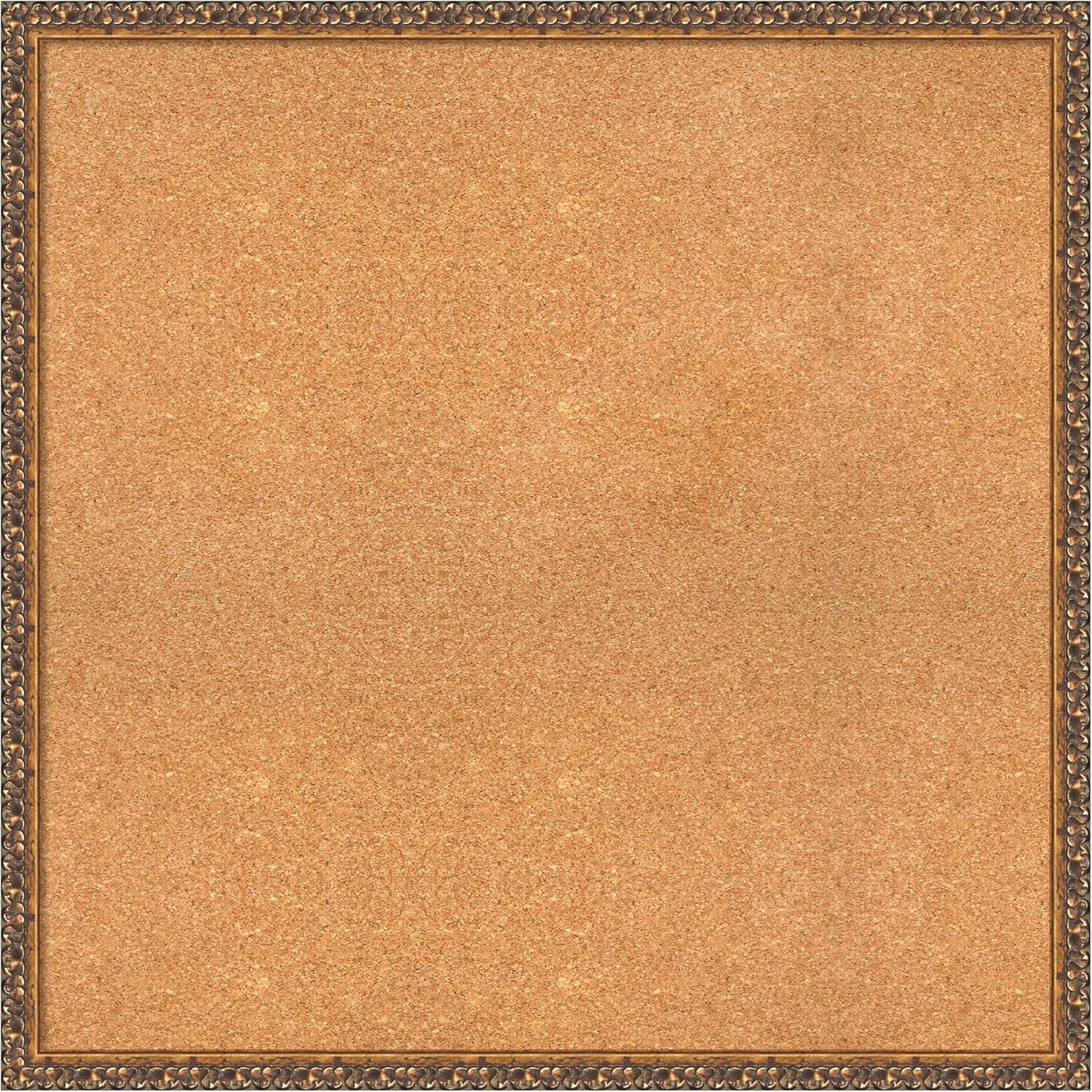 Amanti Art Natural Cork Board for Wall, 32x32 Vision Board with Bronze Frame, Large Corkboard Office Decor for Home Organization, Traditional Corkboard Pinboard to Display Items for Home Organization