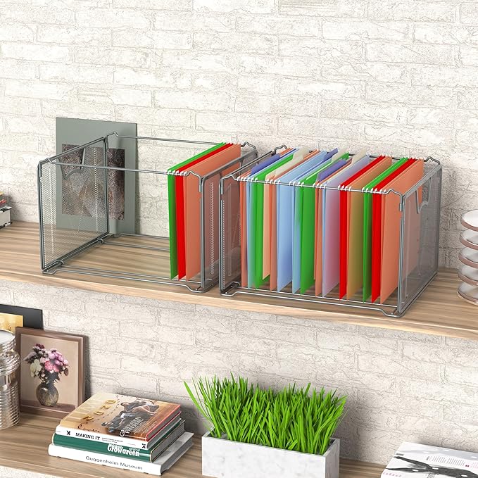 Simple Houseware Mesh Hanging File Organizer, Silver