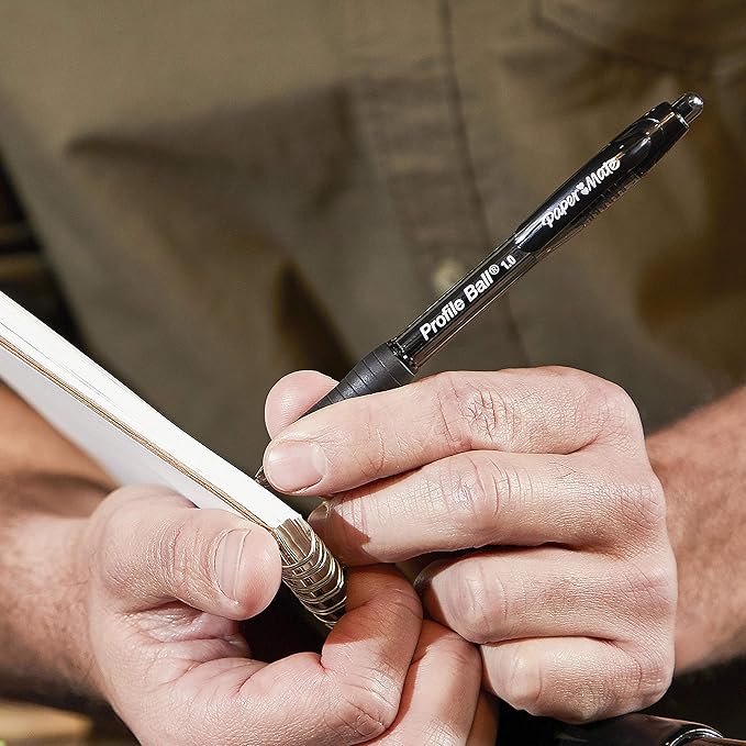 Paper Mate Ballpoint Pen, Profile Retractable Pen, Medium Point (1.0mm), Black, 12 Count