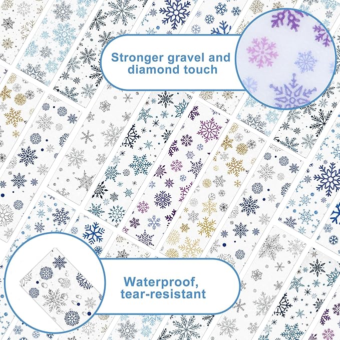 50PCS Calm Strips for Anxiety Sensory Stickers Calm Stickers for Relieve Adults Kids Teens Fidgets Stress Office&Classroom Supplies Anxiety Relief Items with Tactile Textured Surface (Snowflake)