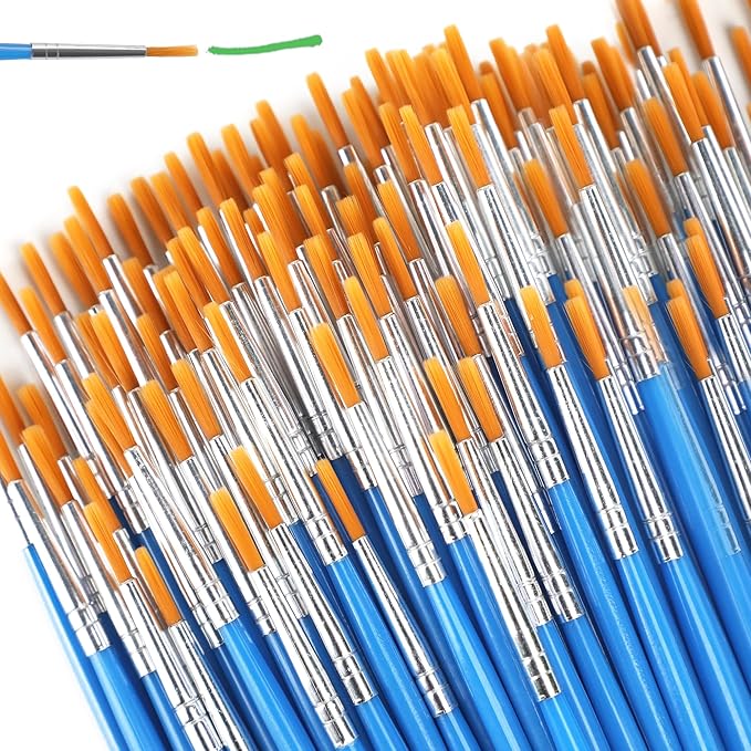 Small Paint Brushes for Crafts, 100 Pcs Art Painting Brushes Round Paint Brushes Set for Acrylic Painting, Mini Paint Brush for Kids Adults Oil Watercolor Rock Painting Body Face Nail Art