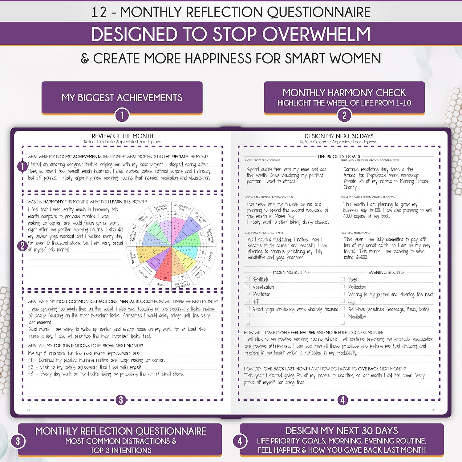 Hourly Planner - Undated Daily, Weekly & Monthly Planner with Budget Section | A 12 Month Journey to Increase Productivity & Happiness | Life Organizer & Gratitude Journal - Vertical Format