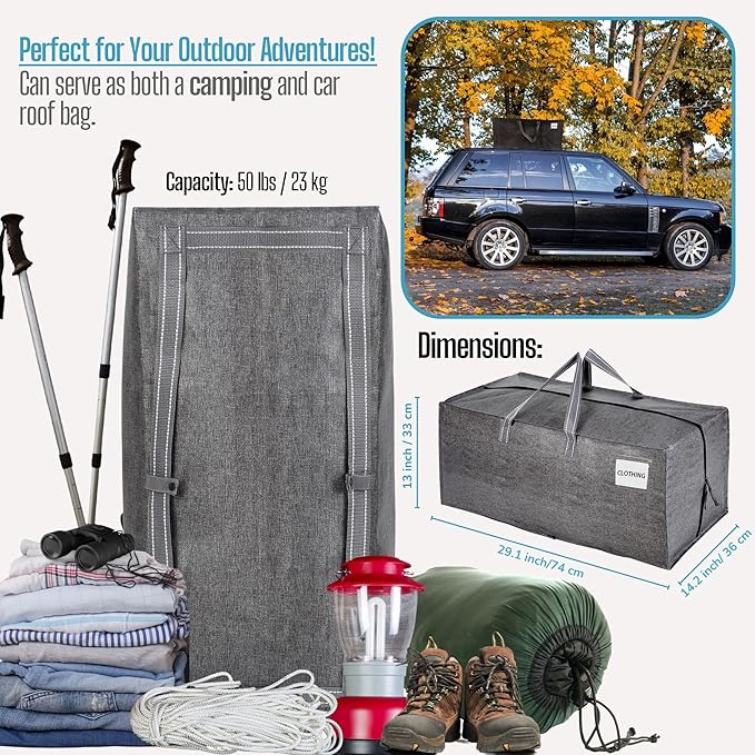 VENO 8 Pack Moving Bags w/Backpack Straps, Moving Boxes & Storage Bins Alternative, Packing Supplies, Camping Accessories Totes for Storage, Dorm Room Essentials Storage Bags (Gray, 8 Pack)