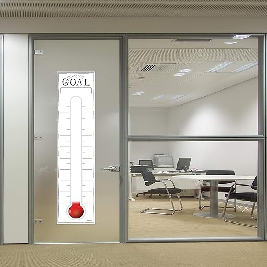 Goal Setting Fundrasing Thermometer - 48"x12" Dry Erase Self-Adhesive Goal Tracker - Poster Charts for Home, School and Office