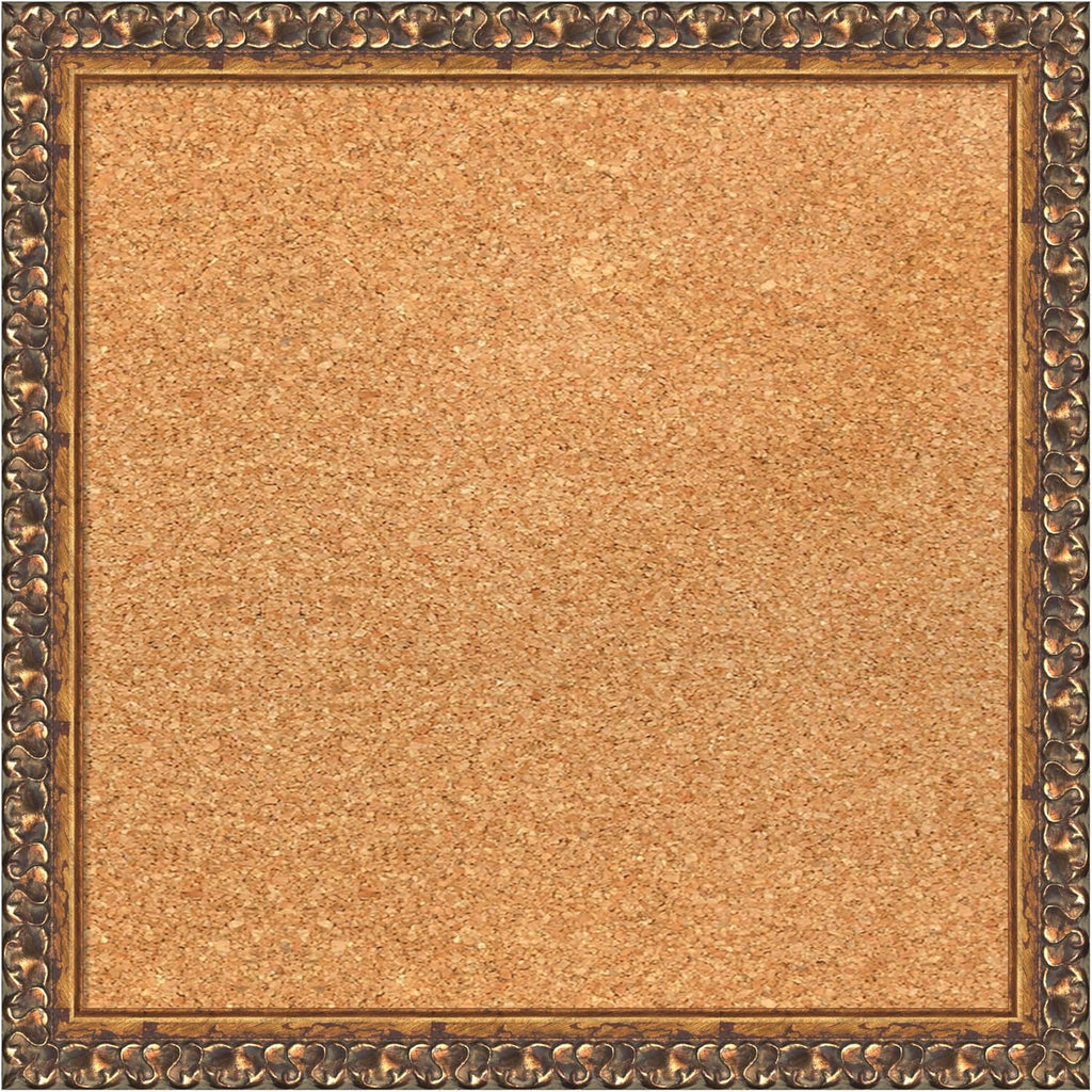 Amanti Art Natural Cork Board for Wall, 16x16 Vision Board with Bronze Frame, Small Corkboard Office Decor for Home Organization, Traditional Corkboard Pinboard to Display Items for Home Organization