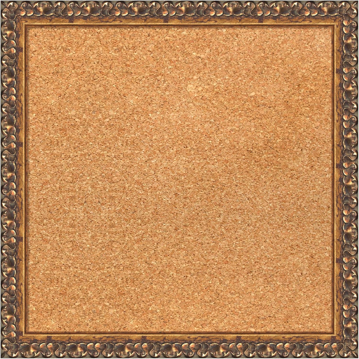 Amanti Art Natural Cork Board for Wall, 16x16 Vision Board with Bronze Frame, Small Corkboard Office Decor for Home Organization, Traditional Corkboard Pinboard to Display Items for Home Organization