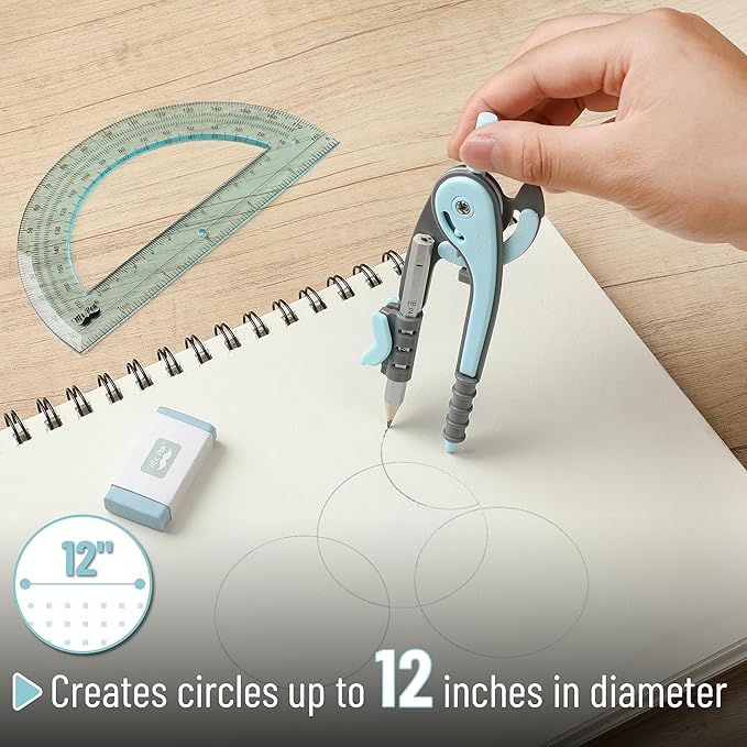 Mr. Pen- Compass and Protractor Set, Sky Blue, Compass Geometry Tool, Protractor and Compass Set, Compass Drawing Tool, Drawing Compass, Geometry Compass, Math Compass for Geometry