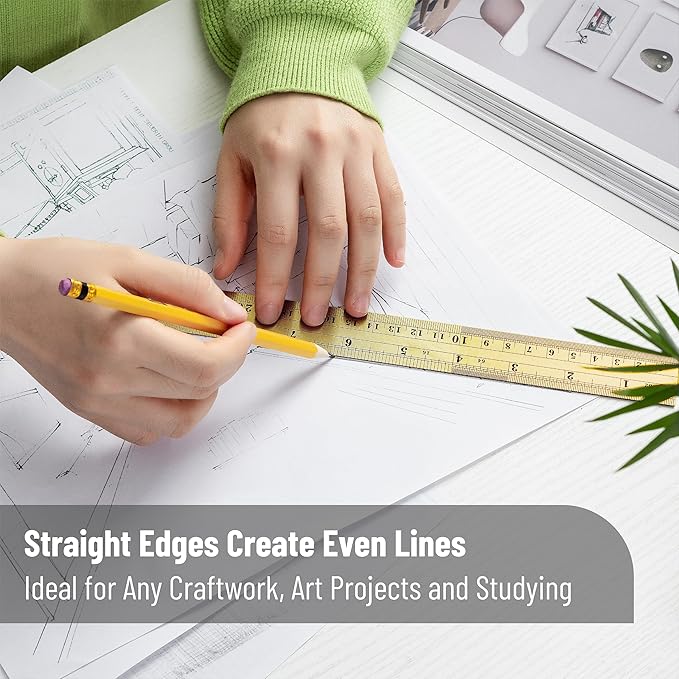 Mr. Pen- Steel Rulers, 2 Pack, 6" and 12", Gold, 6 Inch Ruler Metal Rulers, Small Metal Ruler 6 Inch Metal Ruler Thin Flat, Stainless Steel Ruler 12 Inch, Centimeter Ruler, Steel Ruler 12 Inch