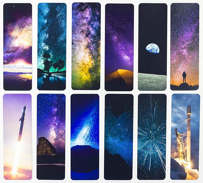 Livin Harmony || Cool Cosmic Space Bookmarks (12 - Set) || Stellar Gift for Kids and Everyone! || Made in USA!