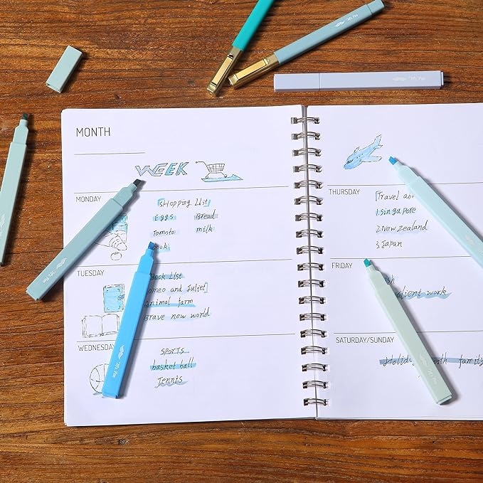 Mr. Pen- Aesthetic Highlighters and Pens No Bleed, 12 Pack, Forest Green Color Bible Highlighters No Bleed, Black Ink Bible Pens, Highlighter Pens, No Bleed Highlighters for Bibles, Bible Pens