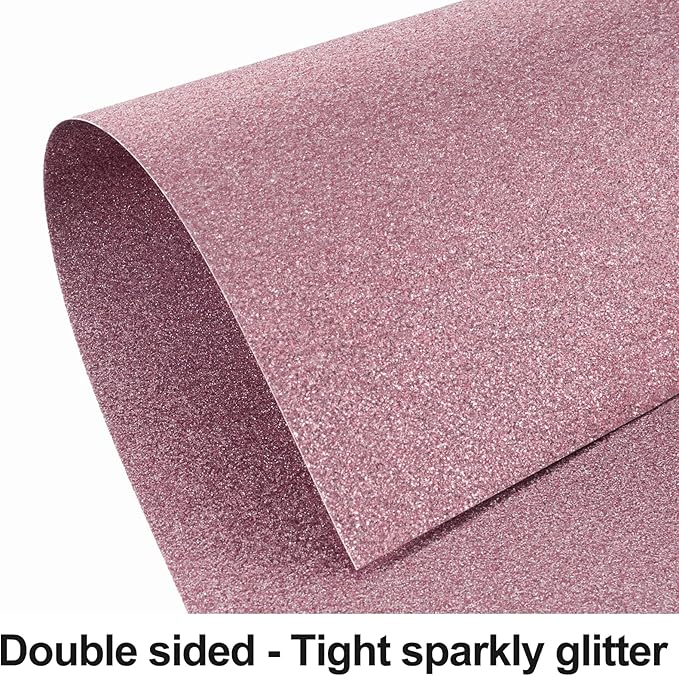 Pink Glitter Cardstock 8.5x11 Double-Sided 24 Sheets, Goefun No-Shed Glitter Paper 280GSM/100lb Pink Card Stock for Valentine Cards, Gift Wrapping, Birthday, Anniversary, Greetings