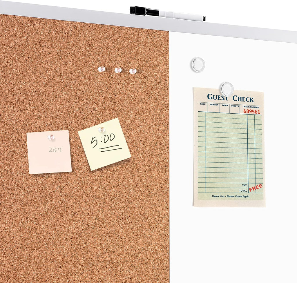 Amazon Basics Combo Magnetic Whiteboard&Cork Board for Home,Office and Classroom, Plastic/Aluminum Frame, White,Yellow, 17" x 23"