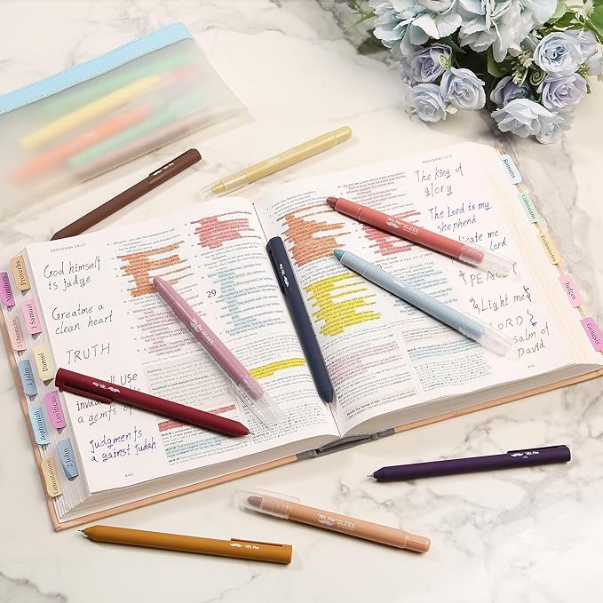 Mr. Pen- Bible Highlighters and Pens, 10 Pack, Gel Highlighters, Colorful Bible Highlighters No Bleed, Gel Highlighter No Bleed Through, Aesthetic Pens, Colored Ink Gel Pens, Cute Pens